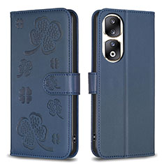 Custodia Portafoglio In Pelle Fiori Cover con Supporto BF1 per Huawei Honor 90 Pro 5G Blu