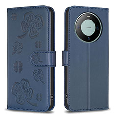 Custodia Portafoglio In Pelle Fiori Cover con Supporto BF1 per Huawei Mate 60 Blu