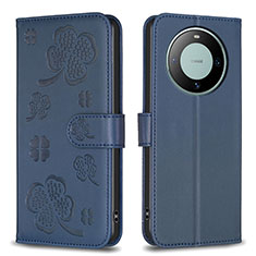 Custodia Portafoglio In Pelle Fiori Cover con Supporto BF1 per Huawei Mate 60 Pro Blu