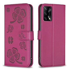 Custodia Portafoglio In Pelle Fiori Cover con Supporto BF1 per Oppo A74 4G Rosa Caldo