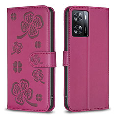 Custodia Portafoglio In Pelle Fiori Cover con Supporto BF1 per Oppo A77 4G Rosa Caldo