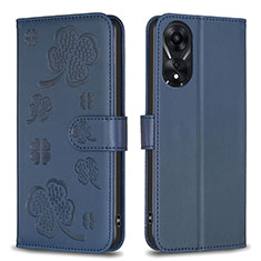 Custodia Portafoglio In Pelle Fiori Cover con Supporto BF1 per Oppo A78 5G Blu