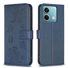 Custodia Portafoglio In Pelle Fiori Cover con Supporto BF1 per Xiaomi Redmi Note 13 5G Blu