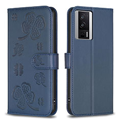 Custodia Portafoglio In Pelle Fiori Cover con Supporto BF2 per Xiaomi Redmi K60 Pro 5G Blu