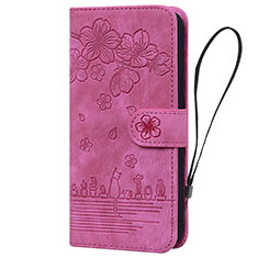 Custodia Portafoglio In Pelle Fiori Cover con Supporto HF1 per Huawei Honor 90 Lite 5G Rosa Caldo