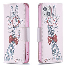 Custodia Portafoglio In Pelle Fiori Cover con Supporto L01 per Apple iPhone 13 Mini Rosa