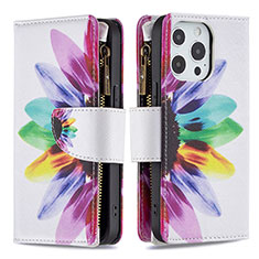 Custodia Portafoglio In Pelle Fiori Cover con Supporto per Apple iPhone 13 Pro Max Colorato