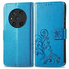 Custodia Portafoglio In Pelle Fiori Cover con Supporto per Huawei Honor Magic3 5G Blu