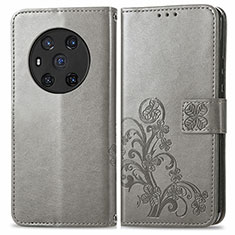 Custodia Portafoglio In Pelle Fiori Cover con Supporto per Huawei Honor Magic3 5G Grigio