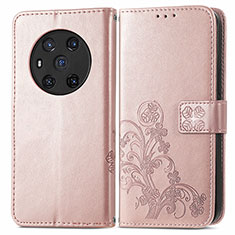 Custodia Portafoglio In Pelle Fiori Cover con Supporto per Huawei Honor Magic3 5G Oro Rosa