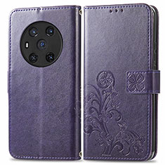 Custodia Portafoglio In Pelle Fiori Cover con Supporto per Huawei Honor Magic3 5G Viola