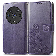 Custodia Portafoglio In Pelle Fiori Cover con Supporto per Huawei Honor Magic3 Pro 5G Viola