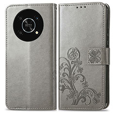Custodia Portafoglio In Pelle Fiori Cover con Supporto per Huawei Honor Magic4 Lite 5G Grigio