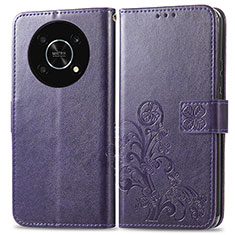 Custodia Portafoglio In Pelle Fiori Cover con Supporto per Huawei Honor Magic4 Lite 5G Viola