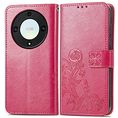 Custodia Portafoglio In Pelle Fiori Cover con Supporto per Huawei Honor Magic5 Lite 5G Rosa Caldo
