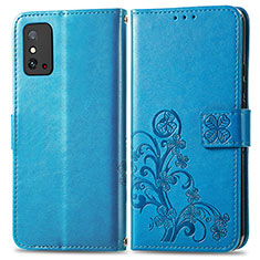 Custodia Portafoglio In Pelle Fiori Cover con Supporto per Huawei Honor X10 Max 5G Blu