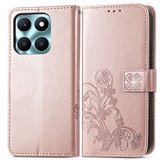 Custodia Portafoglio In Pelle Fiori Cover con Supporto per Huawei Honor X6a Oro Rosa