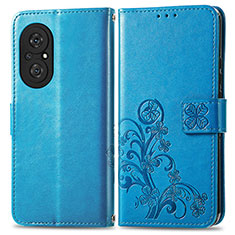 Custodia Portafoglio In Pelle Fiori Cover con Supporto per Huawei Nova 9 SE Blu