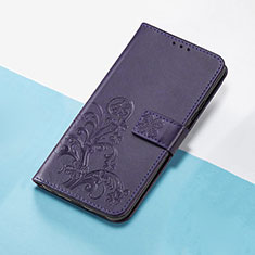 Custodia Portafoglio In Pelle Fiori Cover con Supporto per Huawei P40 Pro Viola