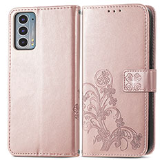 Custodia Portafoglio In Pelle Fiori Cover con Supporto per Motorola Moto Edge Lite 5G Rosa