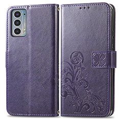 Custodia Portafoglio In Pelle Fiori Cover con Supporto per Motorola Moto Edge Lite 5G Viola