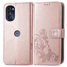 Custodia Portafoglio In Pelle Fiori Cover con Supporto per Motorola Moto G 5G (2022) Rosa