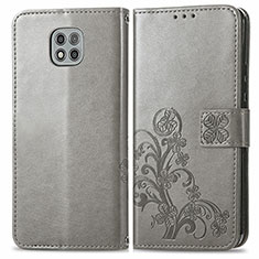 Custodia Portafoglio In Pelle Fiori Cover con Supporto per Motorola Moto G Power (2021) Grigio