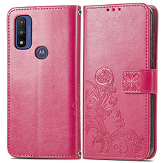 Custodia Portafoglio In Pelle Fiori Cover con Supporto per Motorola Moto G Pure Rosso