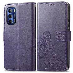 Custodia Portafoglio In Pelle Fiori Cover con Supporto per Motorola Moto G Stylus (2022) 4G Viola