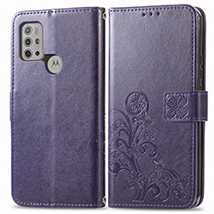 Custodia Portafoglio In Pelle Fiori Cover con Supporto per Motorola Moto G20 Viola