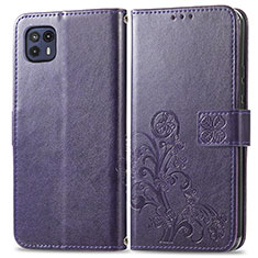 Custodia Portafoglio In Pelle Fiori Cover con Supporto per Motorola Moto G50 5G Viola