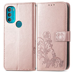 Custodia Portafoglio In Pelle Fiori Cover con Supporto per Motorola Moto G71 5G Viola