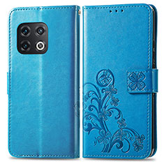 Custodia Portafoglio In Pelle Fiori Cover con Supporto per OnePlus 10 Pro 5G Blu