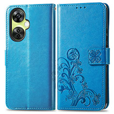 Custodia Portafoglio In Pelle Fiori Cover con Supporto per OnePlus Nord CE 3 Lite 5G Blu