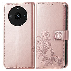 Custodia Portafoglio In Pelle Fiori Cover con Supporto per Realme 11 Pro 5G Oro Rosa