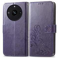 Custodia Portafoglio In Pelle Fiori Cover con Supporto per Realme 11 Pro 5G Viola