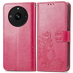 Custodia Portafoglio In Pelle Fiori Cover con Supporto per Realme 11 Pro+ Plus 5G Rosa Caldo