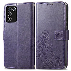 Custodia Portafoglio In Pelle Fiori Cover con Supporto per Realme 9 SE 5G Viola