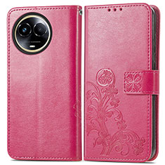 Custodia Portafoglio In Pelle Fiori Cover con Supporto per Realme V50 5G Rosa Caldo
