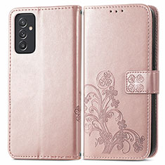 Custodia Portafoglio In Pelle Fiori Cover con Supporto per Samsung Galaxy A05s Rosa