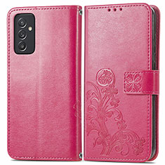 Custodia Portafoglio In Pelle Fiori Cover con Supporto per Samsung Galaxy A05s Rosso