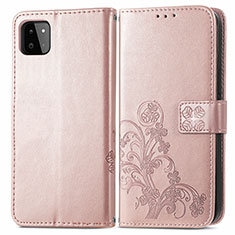 Custodia Portafoglio In Pelle Fiori Cover con Supporto per Samsung Galaxy A22 5G Rosa
