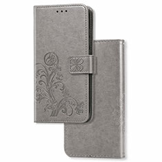 Custodia Portafoglio In Pelle Fiori Cover con Supporto per Samsung Galaxy A81 Grigio