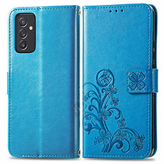 Custodia Portafoglio In Pelle Fiori Cover con Supporto per Samsung Galaxy A82 5G Blu