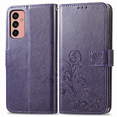 Custodia Portafoglio In Pelle Fiori Cover con Supporto per Samsung Galaxy F13 4G Viola