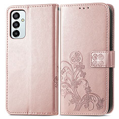 Custodia Portafoglio In Pelle Fiori Cover con Supporto per Samsung Galaxy F23 5G Rosa