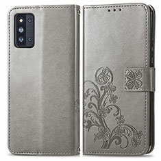 Custodia Portafoglio In Pelle Fiori Cover con Supporto per Samsung Galaxy F52 5G Grigio