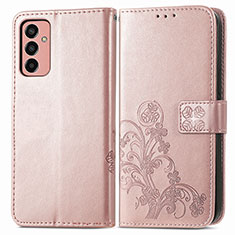 Custodia Portafoglio In Pelle Fiori Cover con Supporto per Samsung Galaxy M13 4G Rosa