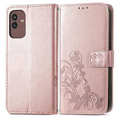 Custodia Portafoglio In Pelle Fiori Cover con Supporto per Samsung Galaxy M13 5G Rosa