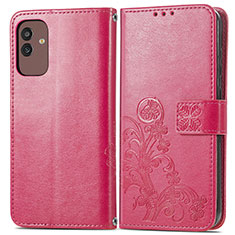 Custodia Portafoglio In Pelle Fiori Cover con Supporto per Samsung Galaxy M13 5G Rosso